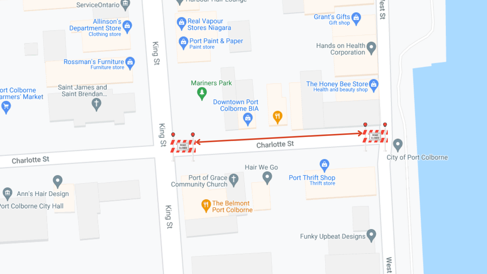 Map of Charlotte Street closure 