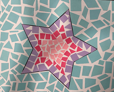 A star made of pieces of coloured paper